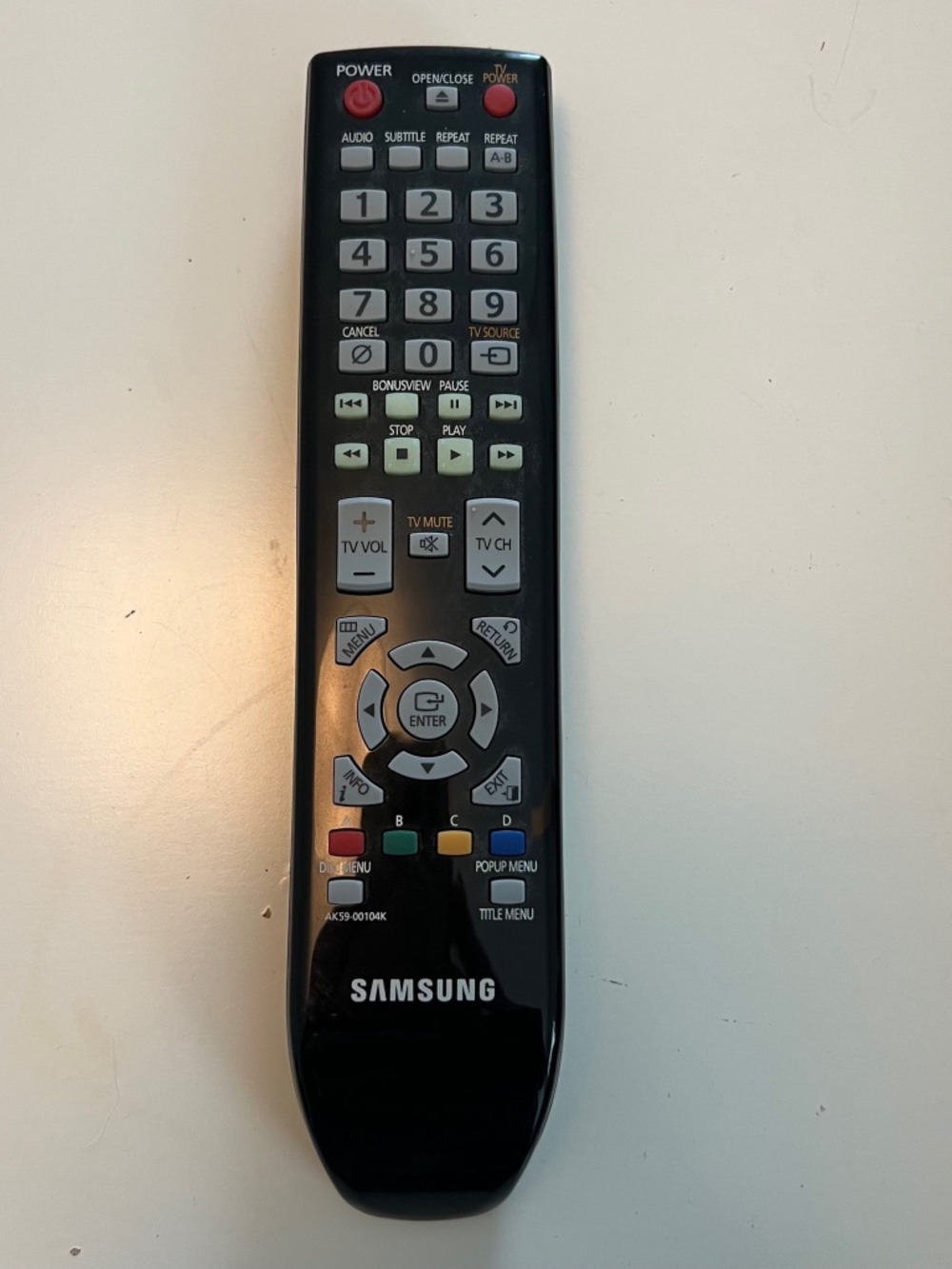 Samsung Blu-Ray DVD Remote Control AK59-00104K Replacement Controller Tested